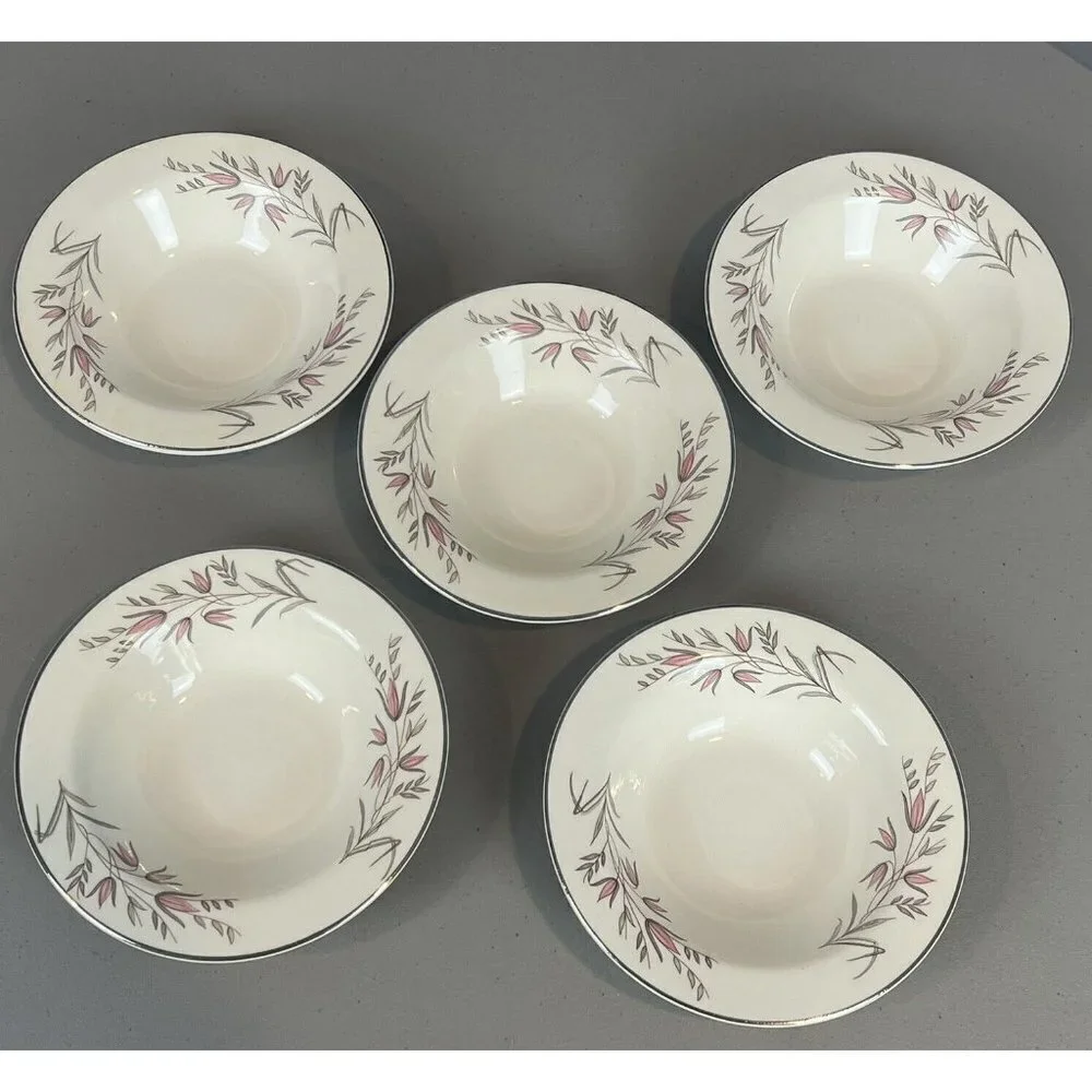 Edwin Knowles Park Lane 5 Rim Bowls Pink Flowers 6 3/8